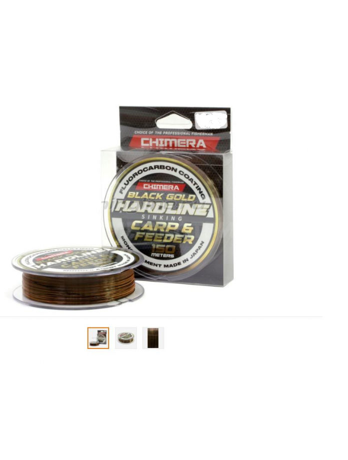 Леска CHIMERA HARDLINE Carp & Feeder Fluorocarbon Coating SINKING 150м.,.d-0.405мм., 11,95кг., черн/