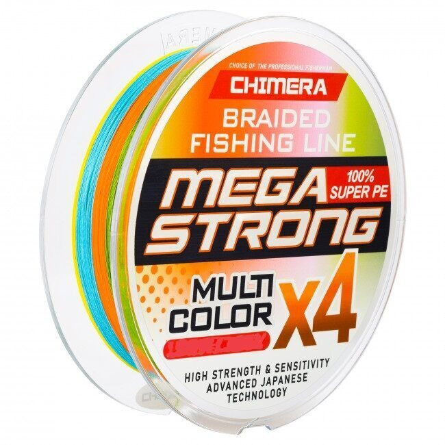 Шнур плетёный CHIMERA MEGASTRONG Multicolor X4 200м., d-0.10мм., test 4.3кг
