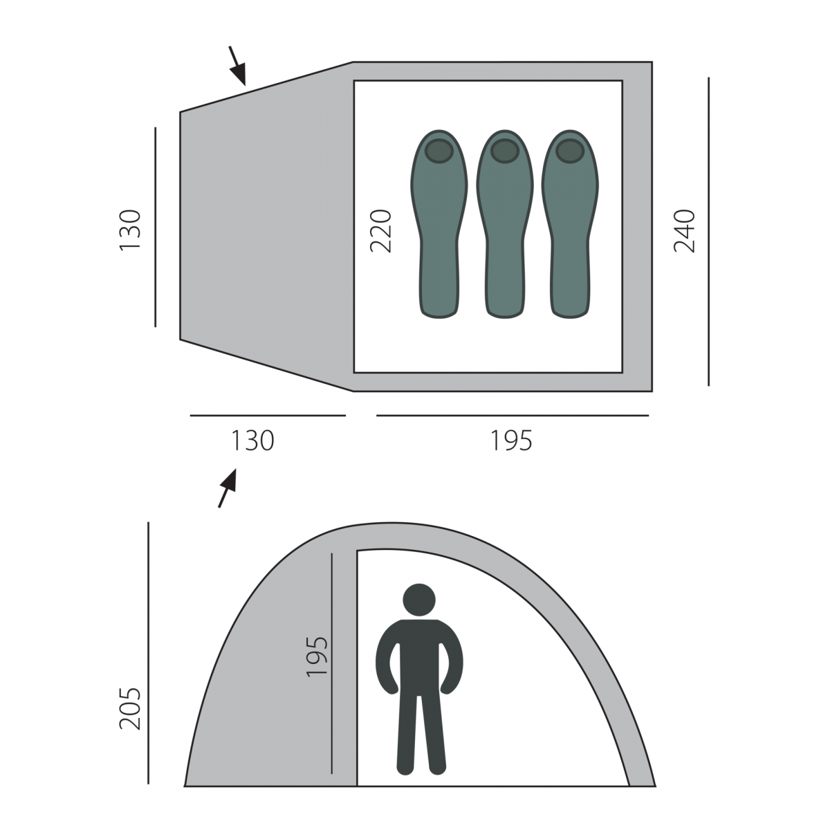 Палатка BTrace Dome 3 (130+195*240*205) Зеленый