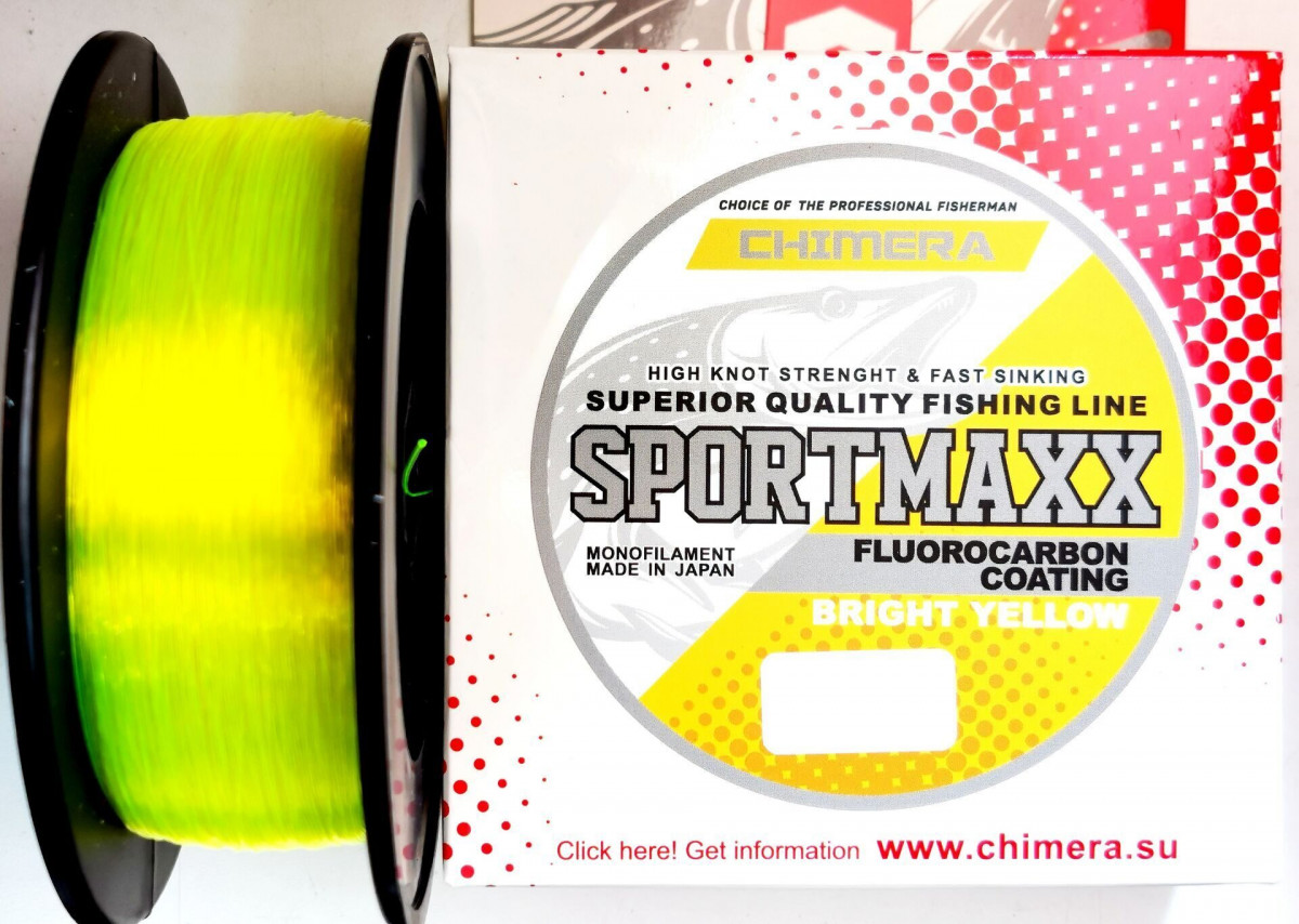 Леска CHIMERA SPORTMAXX Fluorocarbon Coating Bright Yellow 300м., d-0.35мм